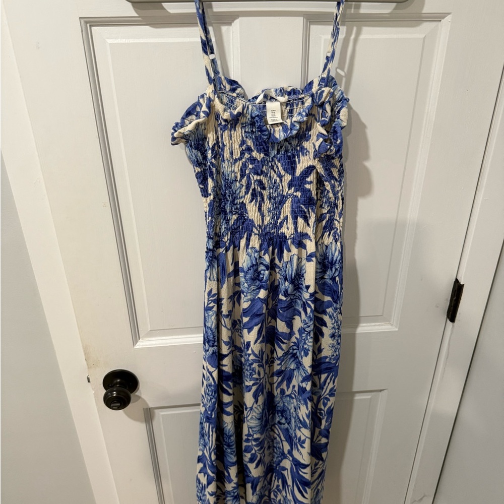 Blue and Cream Floral Dress H&M